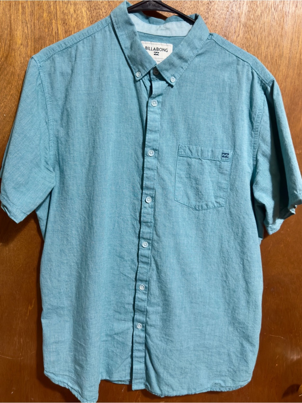 Billabong Teal Short Sleeve Button-Down Shirt